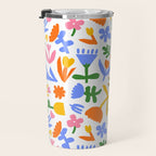Colorful abstract flower art pattern Travel Mug Gallery Image 3