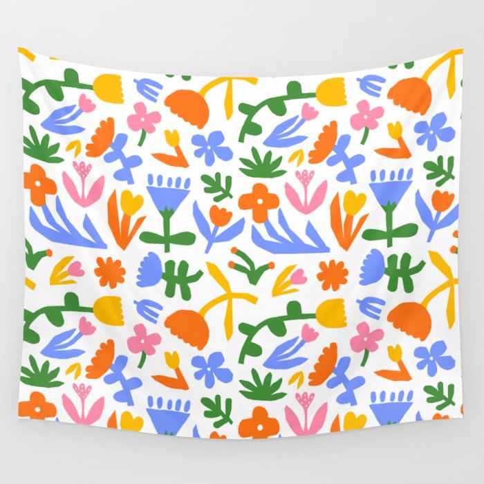 Colorful abstract flower art pattern Wall Tapestry Gallery Image 1