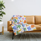 Colorful abstract flower art pattern Throw Blanket Gallery Image 1