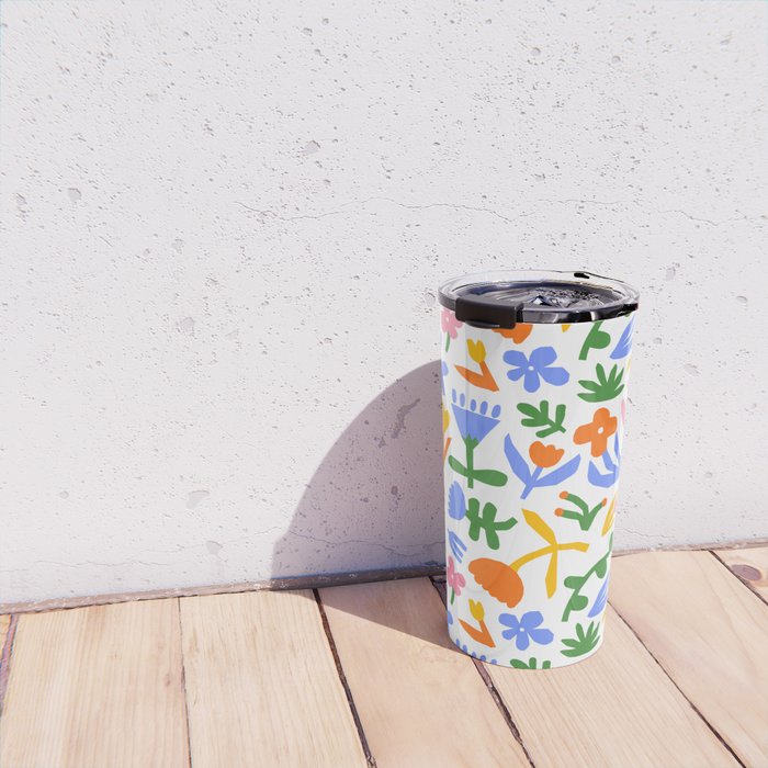 Colorful abstract flower art pattern Travel Mug Gallery Image 4