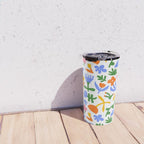Colorful abstract flower art pattern Travel Mug Gallery Image 4