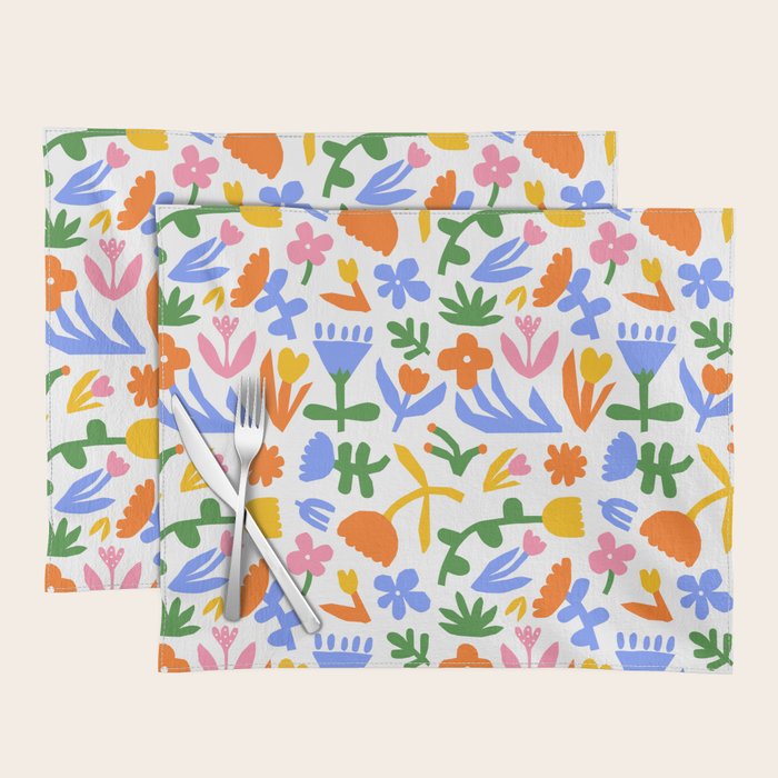 Colorful abstract flower art pattern Placemat Gallery Image 1