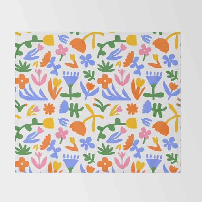 Colorful abstract flower art pattern Throw Blanket Gallery Image 2