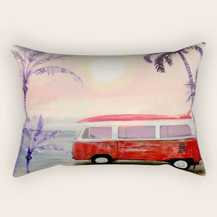 Beach Van Rectangular Pillow Gallery Image 1