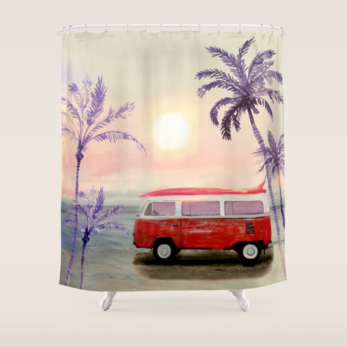 Beach Van Shower Curtain Gallery Image 1