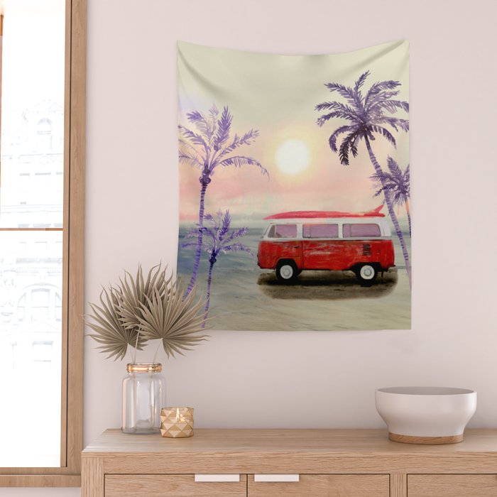 Beach Van Wall Tapestry Gallery Image 2
