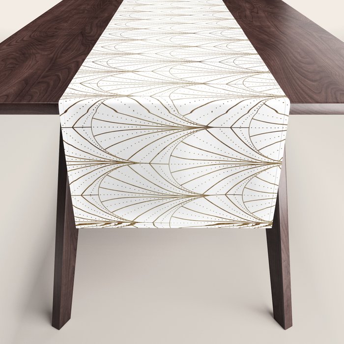 Art Deco Waterfalls // White Table Runner Gallery Image 1