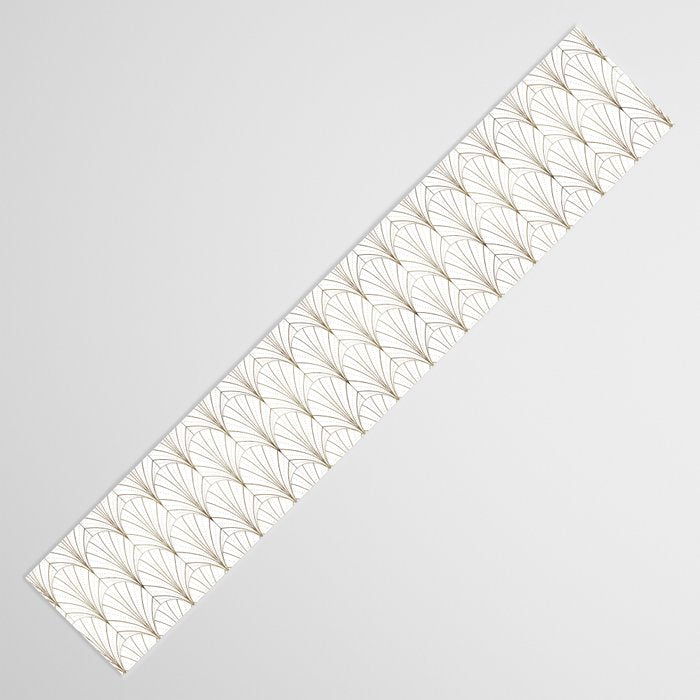 Art Deco Waterfalls // White Table Runner Gallery Image 3