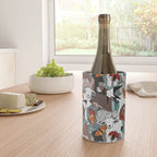 Geo spring animal party // green grey linen texture background brown aqua mint orange and neon red details Wine Chiller Gallery Image 4