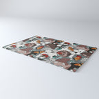 Geo spring animal party // green grey linen texture background brown aqua mint orange and neon red details Rug Gallery Image 3