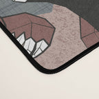 Geo spring animal party // green grey linen texture background brown aqua mint orange and neon red details Desk Mat Gallery Image 4
