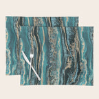Turquoise Gold Sparkling Luxury Marble Gemstone Art Placemat Gallery Image 1