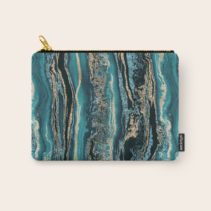 Turquoise Gold Sparkling Luxury Marble Gemstone Art Carry All Pouch Gallery Image 1