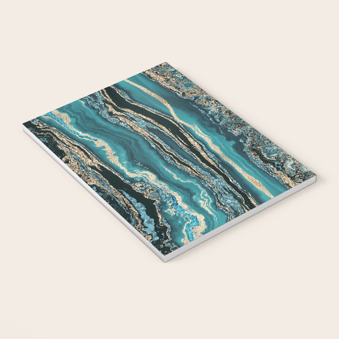 Turquoise Gold Sparkling Luxury Marble Gemstone Art Notebook Gallery Image 3
