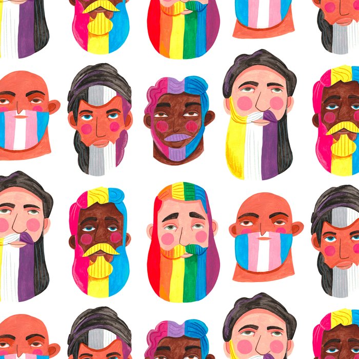 Gay pride rainbow gender flags beard men Coffee Mug Gallery Image 2