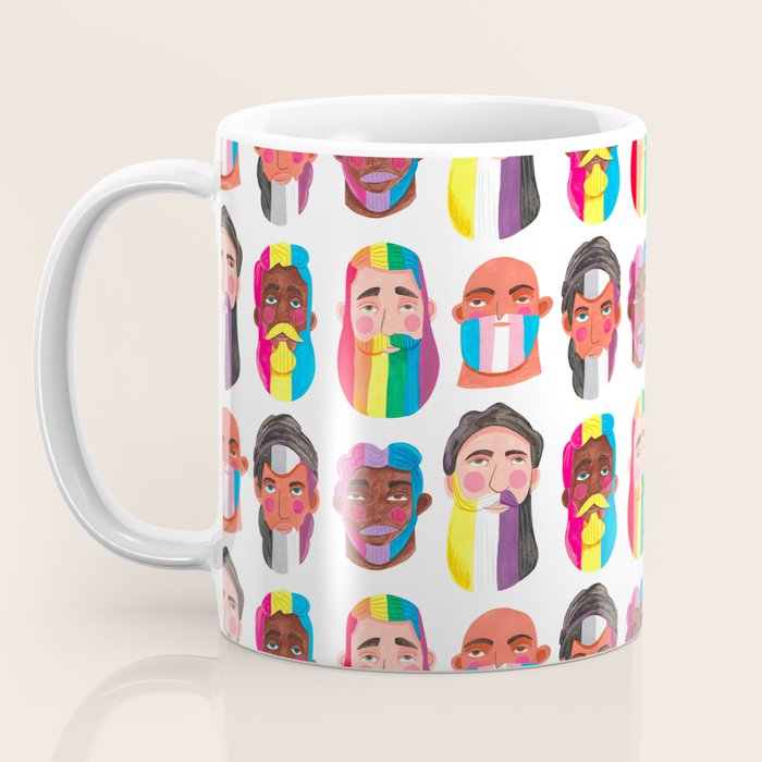Gay pride rainbow gender flags beard men Coffee Mug Gallery Image 3