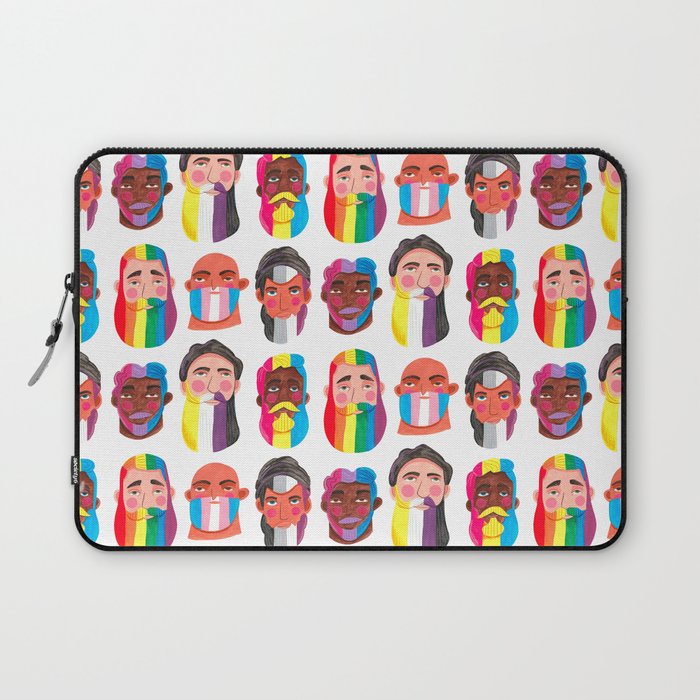 Gay pride rainbow gender flags beard men Laptop Sleeve Gallery Image 1