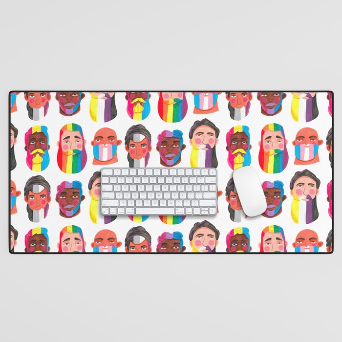 Gay pride rainbow gender flags beard men Desk Mat Gallery Image 1
