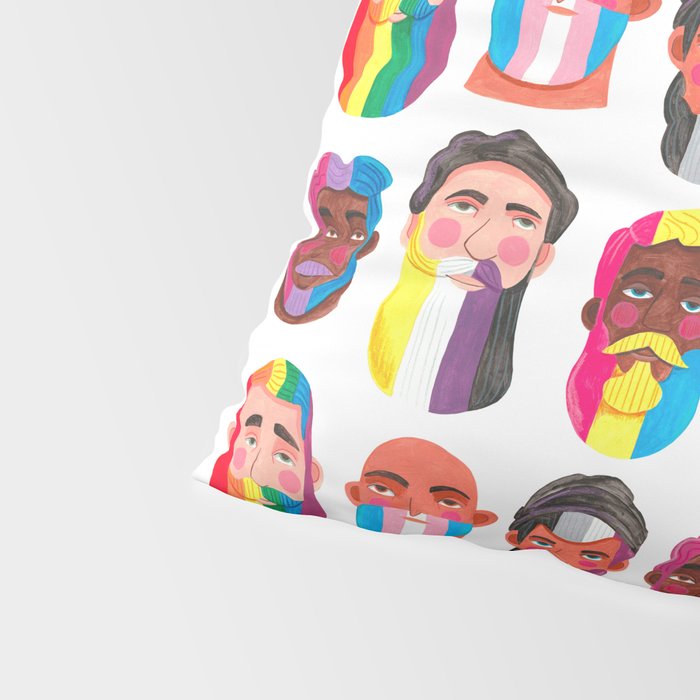 Gay pride rainbow gender flags beard men Pillow Sham Gallery Image 4
