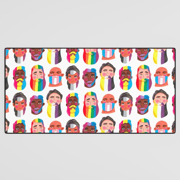 Gay pride rainbow gender flags beard men Desk Mat Gallery Image 3