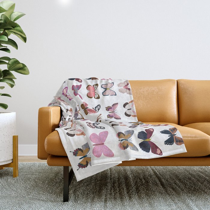 Pink Butterflies Throw Blanket Gallery Image 1