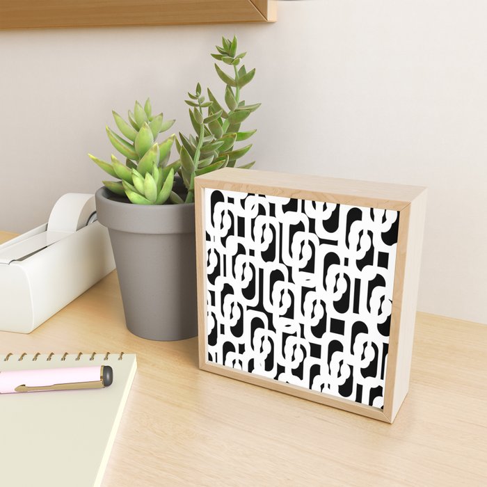 Black and White Mid-Century Modern Loop Pattern Mini Art Print Gallery Image 2