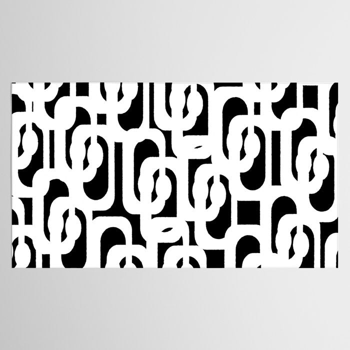 Black and White Mid-Century Modern Loop Pattern Tablecloth Gallery Image 2