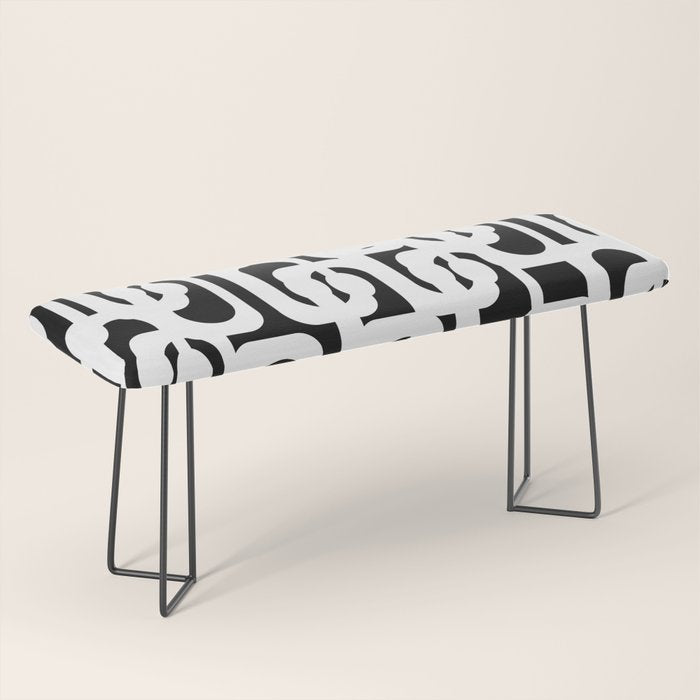 Black and White Mid-Century Modern Loop Pattern Bench Gallery Image 1
