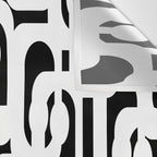 Black and White Mid-Century Modern Loop Pattern Wall Tapestry Gallery Image 3