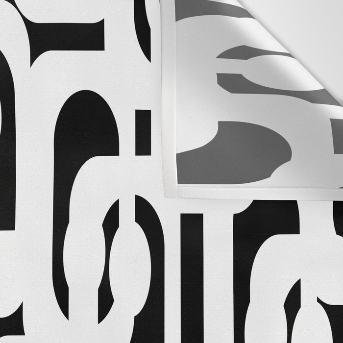 Black and White Mid-Century Modern Loop Pattern Wall Tapestry Gallery Image 3