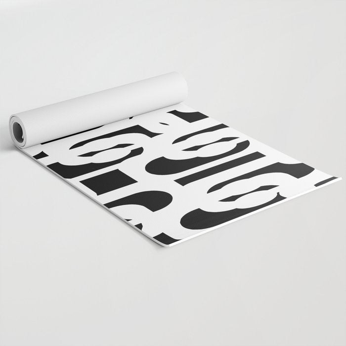 Black and White Mid-Century Modern Loop Pattern Yoga Mat Gallery Image 2