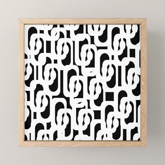Black and White Mid-Century Modern Loop Pattern Mini Art Print Gallery Image 1