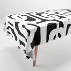 Black and White Mid-Century Modern Loop Pattern Tablecloth Gallery Image 1