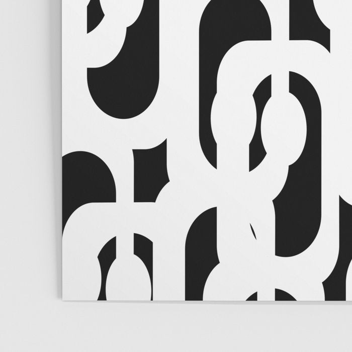 Black and White Mid-Century Modern Loop Pattern Poster Gallery Image 3