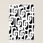 Black and White Mid-Century Modern Loop Pattern Stationery Card Gallery Image 2