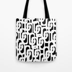 Black and White Mid-Century Modern Loop Pattern Tote Bag Gallery Image 1