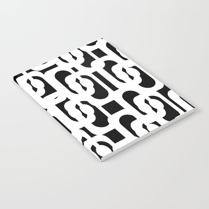 Black and White Mid-Century Modern Loop Pattern Notebook Gallery Image 2