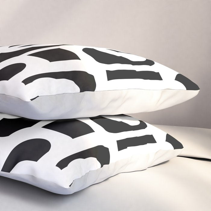 Black and White Mid-Century Modern Loop Pattern Pillow Sham Gallery Image 3