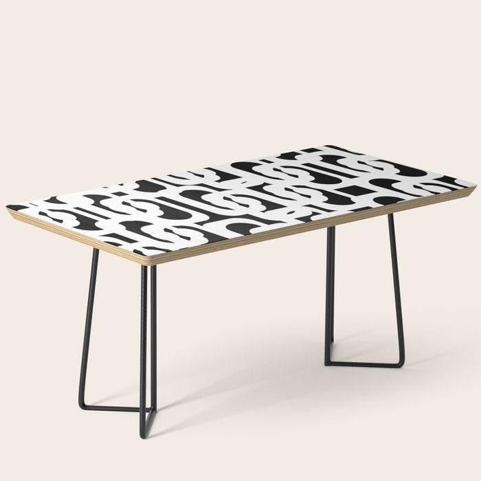 Black and White Mid-Century Modern Loop Pattern Coffee Table Gallery Image 1