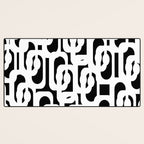 Black and White Mid-Century Modern Loop Pattern Desk Mat Gallery Image 3