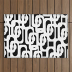 Black and White Mid-Century Modern Loop Pattern Outdoor Rug Gallery Image 1