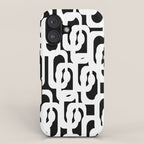 Black and White Mid-Century Modern Loop Pattern iPhone Case Gallery Image 1