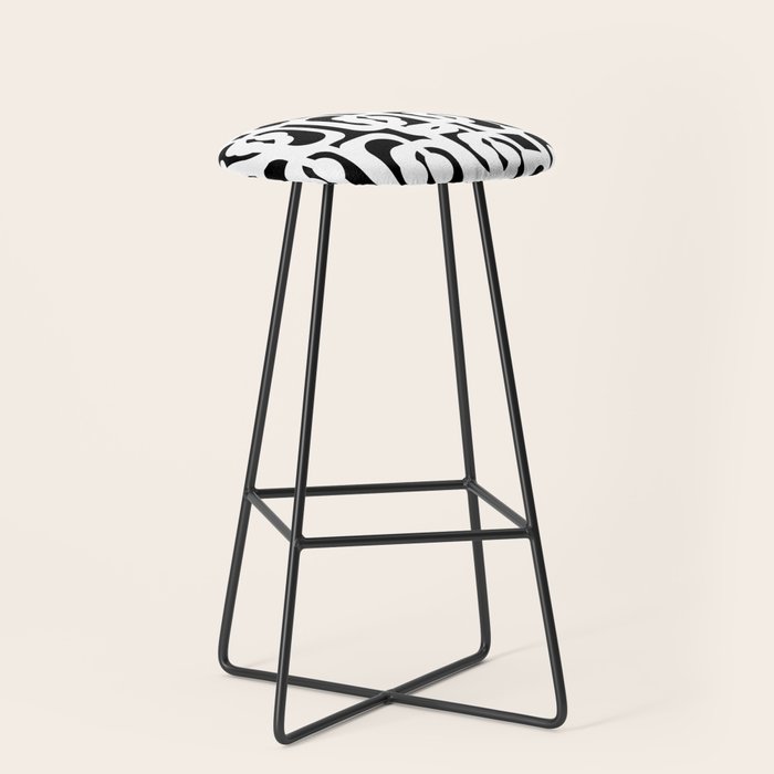 Black and White Mid-Century Modern Loop Pattern Stool Gallery Image 1