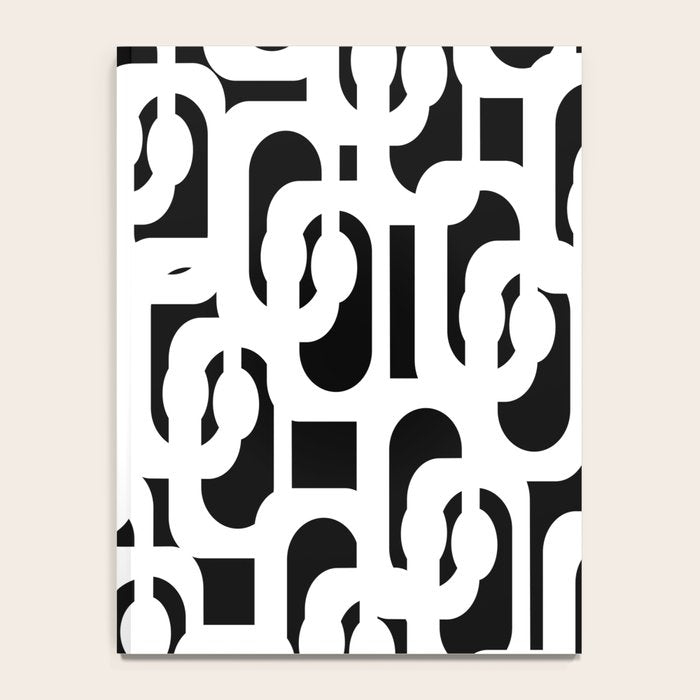 Black and White Mid-Century Modern Loop Pattern Notebook Gallery Image 4