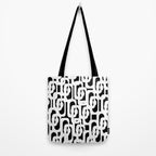Black and White Mid-Century Modern Loop Pattern Tote Bag Gallery Image 2