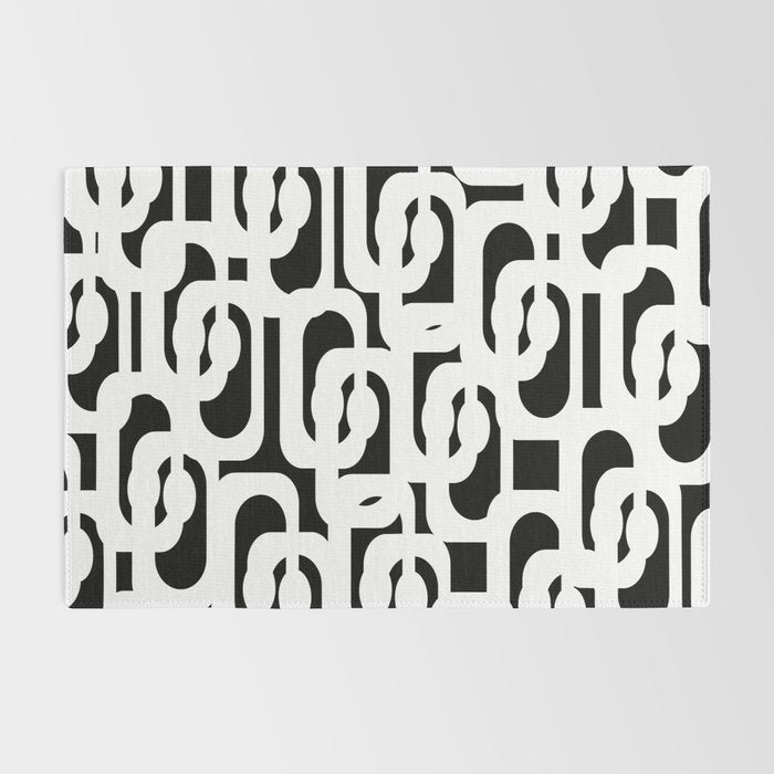 Black and White Mid-Century Modern Loop Pattern Rug Gallery Image 2