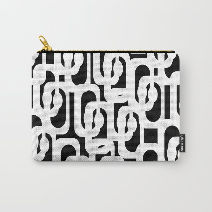 Black and White Mid-Century Modern Loop Pattern Carry All Pouch Gallery Image 1