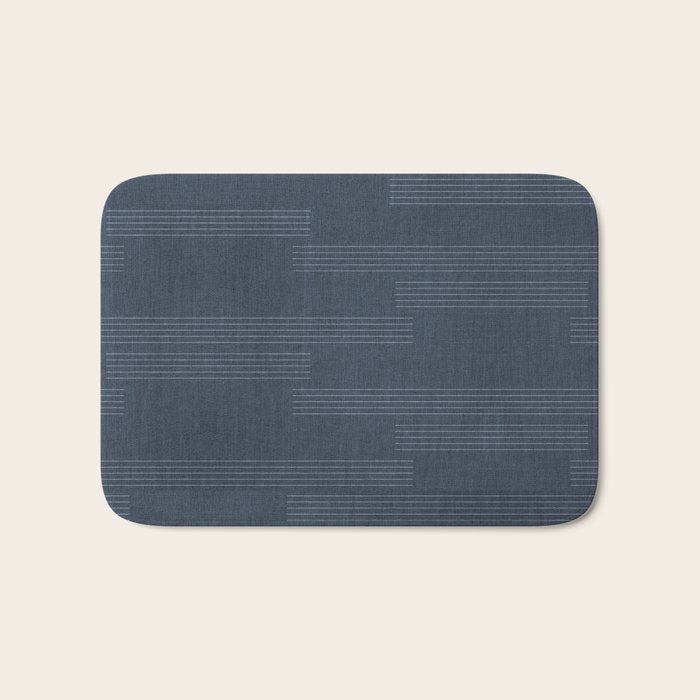 Minimal Striped Pattern, Navy Blue Bath Mat Gallery Image 1
