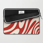 Wavy Loops Retro Abstract Pattern Red and Almond Cream Laptop Sleeve Gallery Image 2