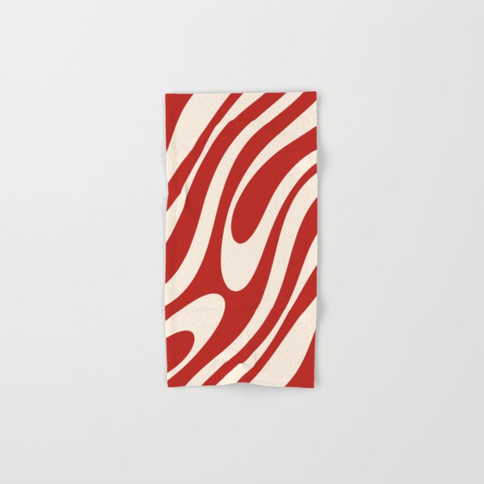 Wavy Loops Retro Abstract Pattern Red and Almond Cream Towels Gallery Image 1